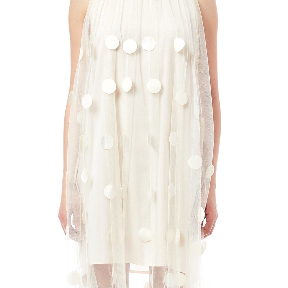 Gracia ivory polka dot chiffon sheer shift dress - Picture 3 of 11